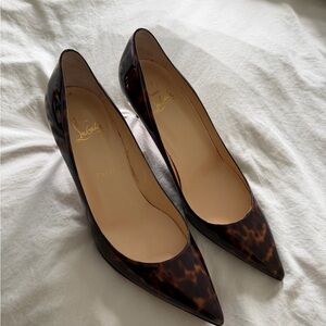 Christian Louboutin Tortoiseshell Patent Pointed-Toe Pumps